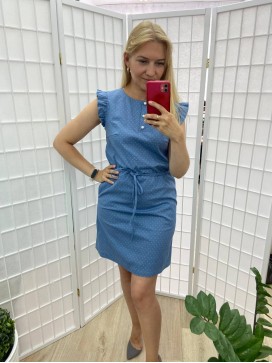 Платье с тесьмой в поясе, Льняное