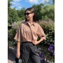 Укороченная блузка с защипами карамель