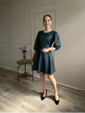 Платье втачной пояс изумруд