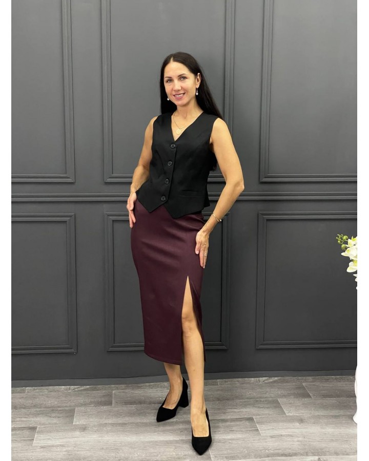 Юбка миди в цвете баклажан