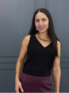 Блузка майка с люрексом черная