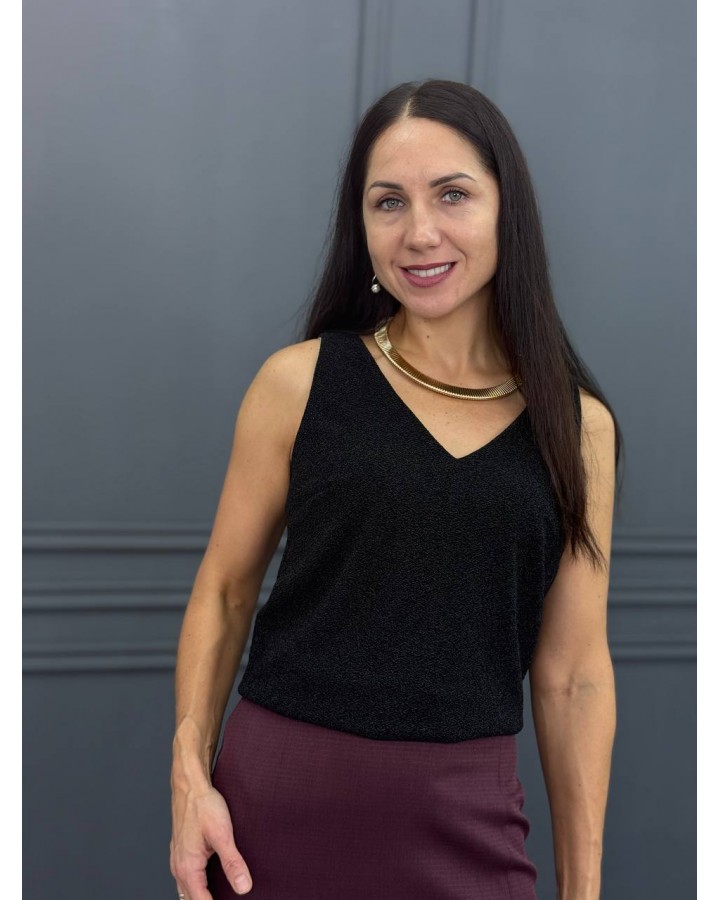 Блузка майка с люрексом черная