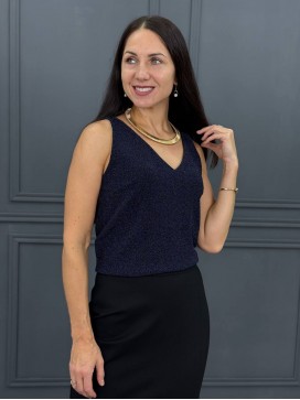 Блузка-майка с люрексом синяя