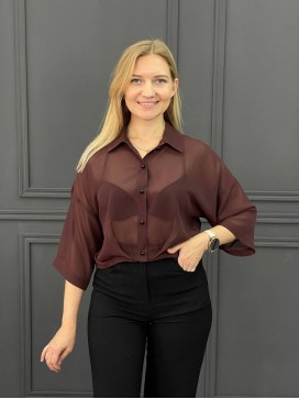 Укороченная блузка шифон бордо