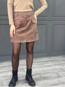 Юбка замш с клапанами