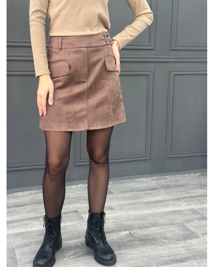 Юбка замш с клапанами