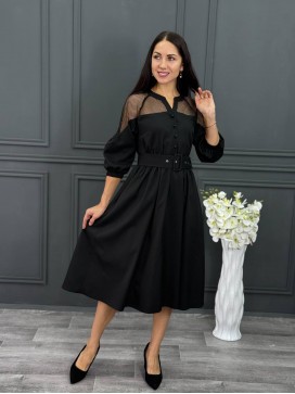 Платье миди с сеткой