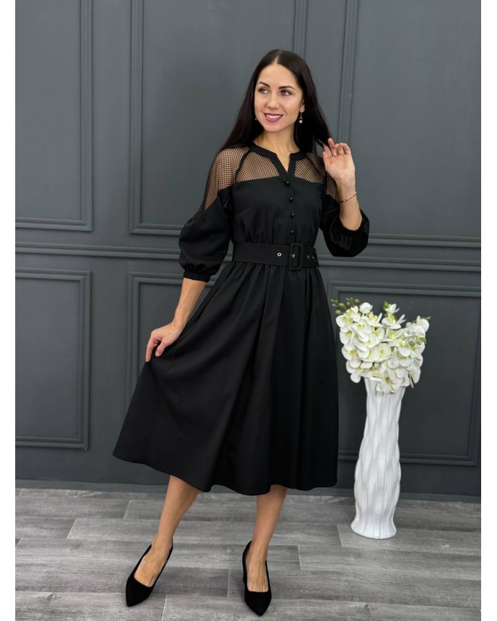 Платье миди с сеткой