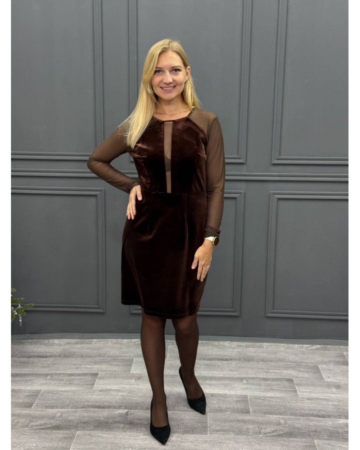 Платье с сеткой по груди