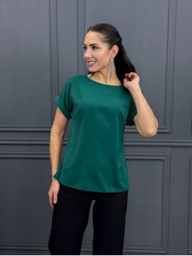 Блузка со спущенным плечом изумруд