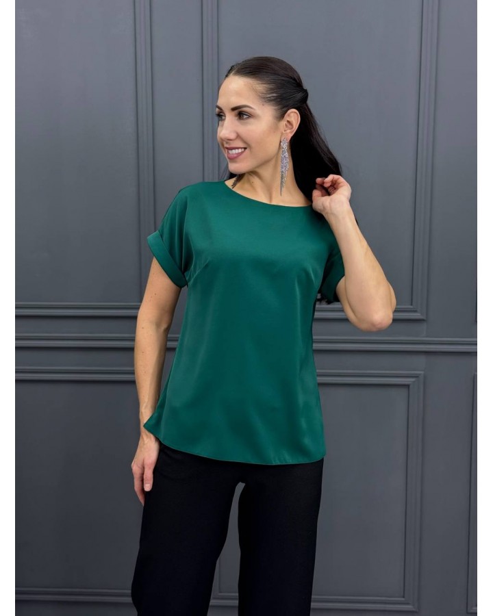 Блузка со спущенным плечом изумруд