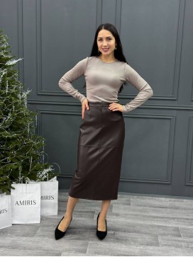 Юбка миди из экокожи