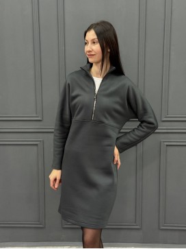 Платье с начесом графит