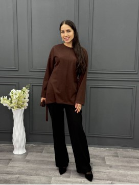 Лонг с поясом шоколад