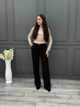 Брюки черные из вязанного трикотажа