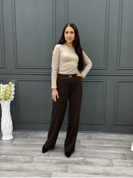 Брюки шоколад вязанный трикотаж