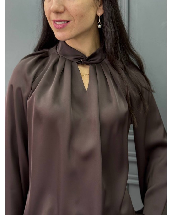 Блузка перекрут шоколад