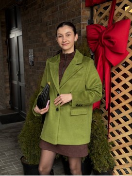 Жакет-пальто оливка