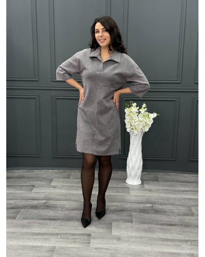 Платье-поло замш