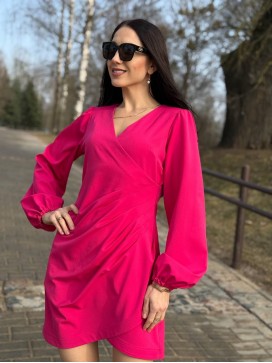 Платье со складками фуксия