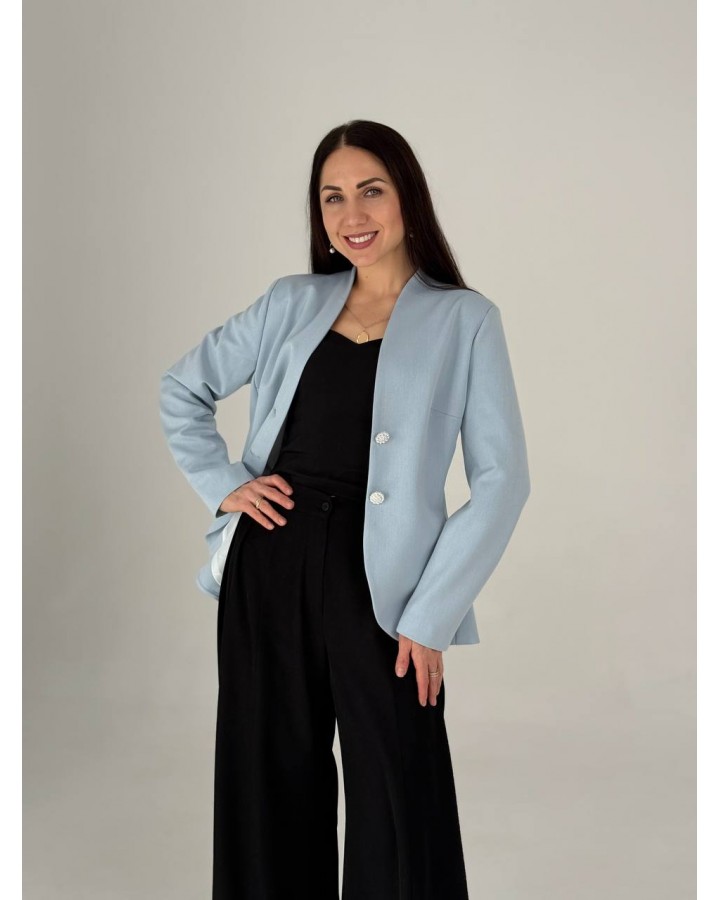 Жакет без лацканов голубой