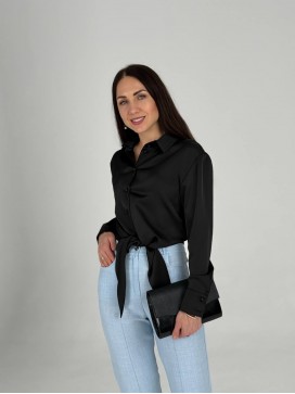 Рубашка узел шелк черная