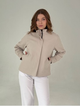 Бомбер джинс беж