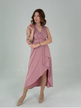 Платье каскад розовое