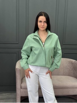 Бомбер джинс мята