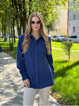 Рубашка из вельвета синяя
